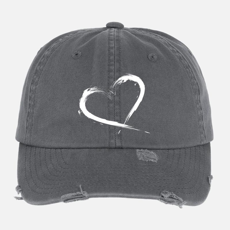 Heart design brush graphique vectoriel Casquette vintage effet usé Flexfit