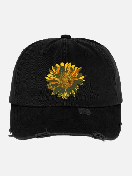 sonnenblume - Flexfit Vintage Destroyed Cap - Schwarz - Vorne