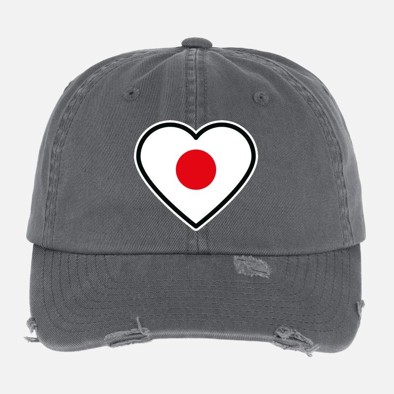 japan flagge herz Flexfit Vintage Destroyed Cap