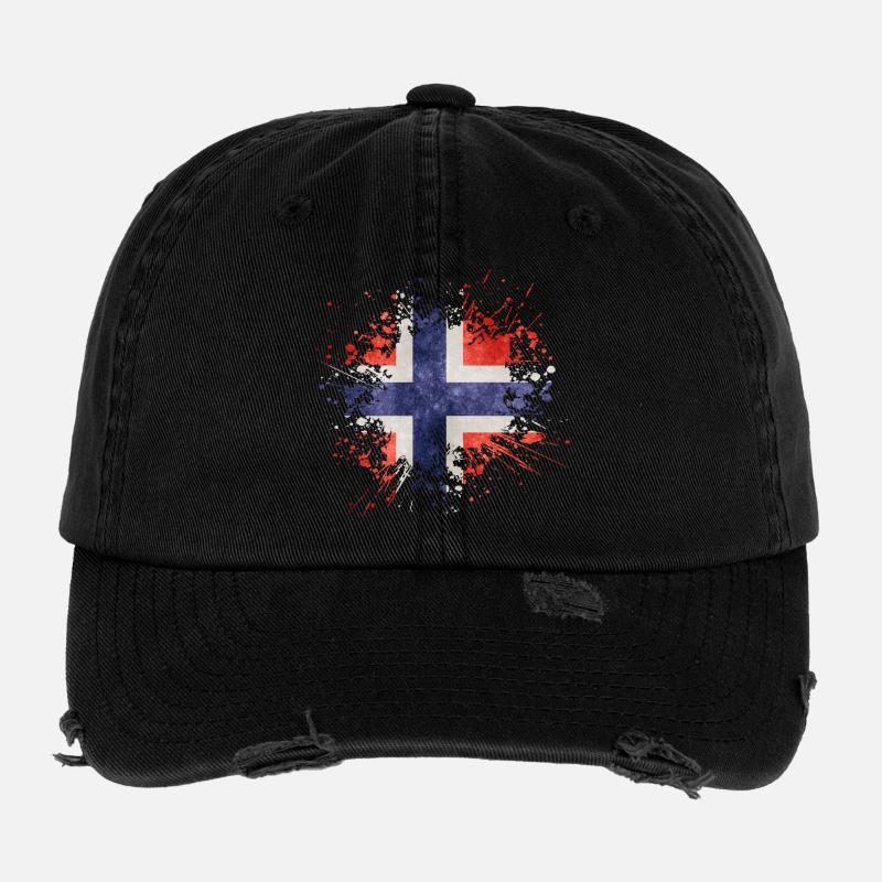 Drapeau de la Norvège Splash Norway Design Casquette vintage effet usé Flexfit