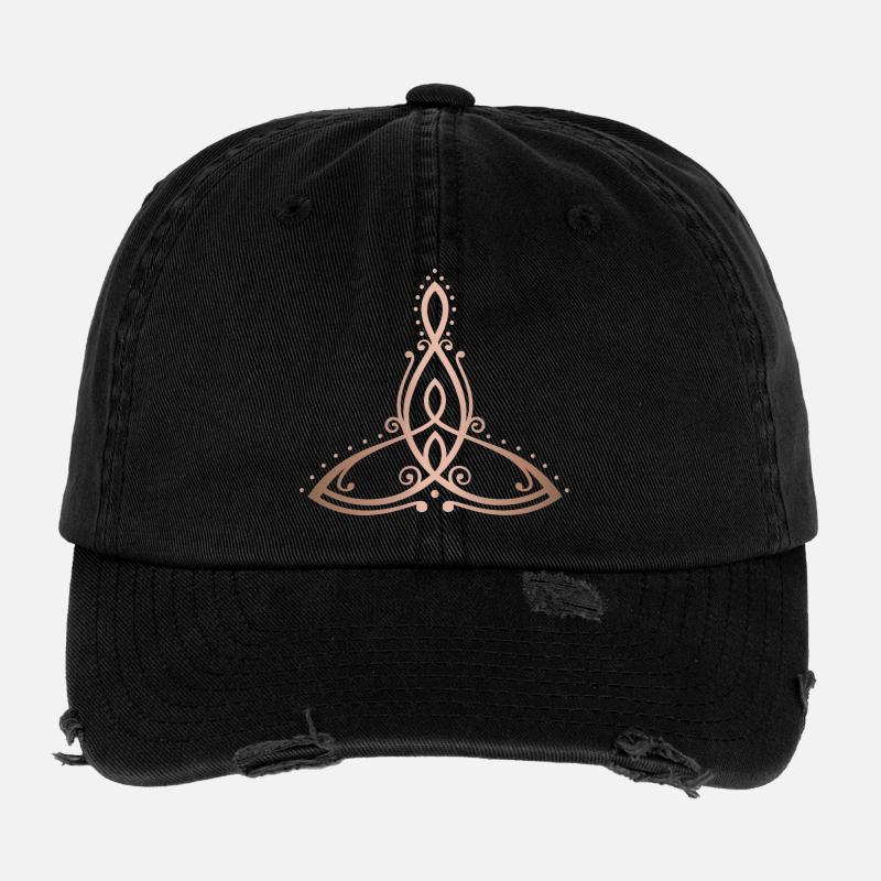 Celtic Motherhood Symbol Mother with Two Children Flexfit Vintage Destroyed Cap