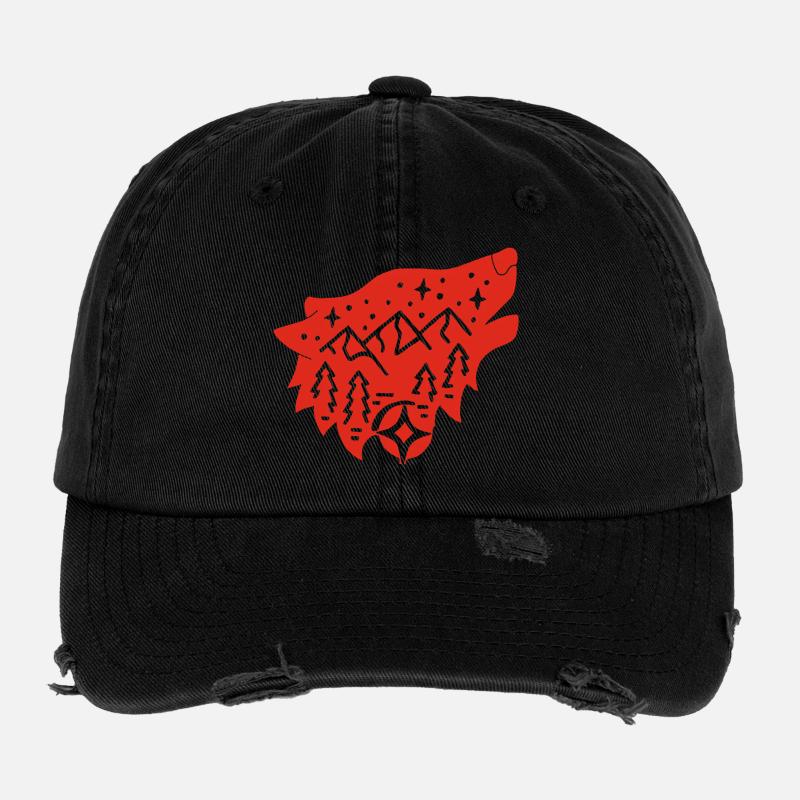 Roter Wolf Totem der Natur Flexfit Vintage Destroyed Cap