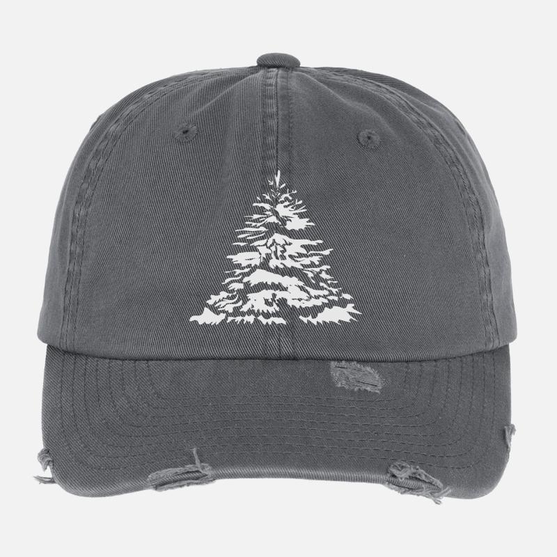 schneebedeckter Christbaum oder Tannenbaum Flexfit Vintage Destroyed Cap