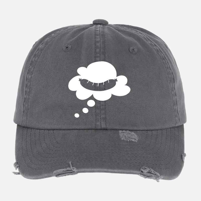 Bratwurst Denkblase Camping grillen Urlaub Fan Flexfit Vintage Destroyed Cap