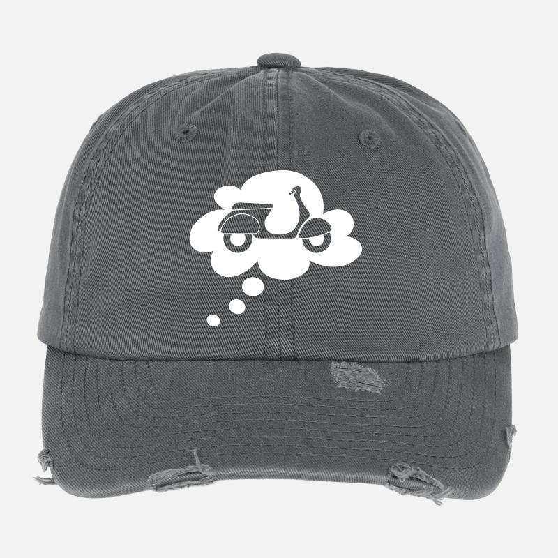 Scooter Holiday Ready Thought Bubble Italy Speech Bubble Flexfit Vintage Destroyed Cap