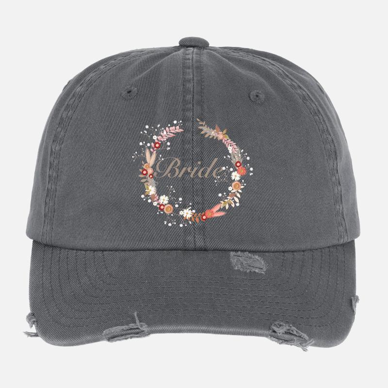 Couronne de mariée dans des tons délicats avec lettrage Casquette vintage effet usé Flexfit