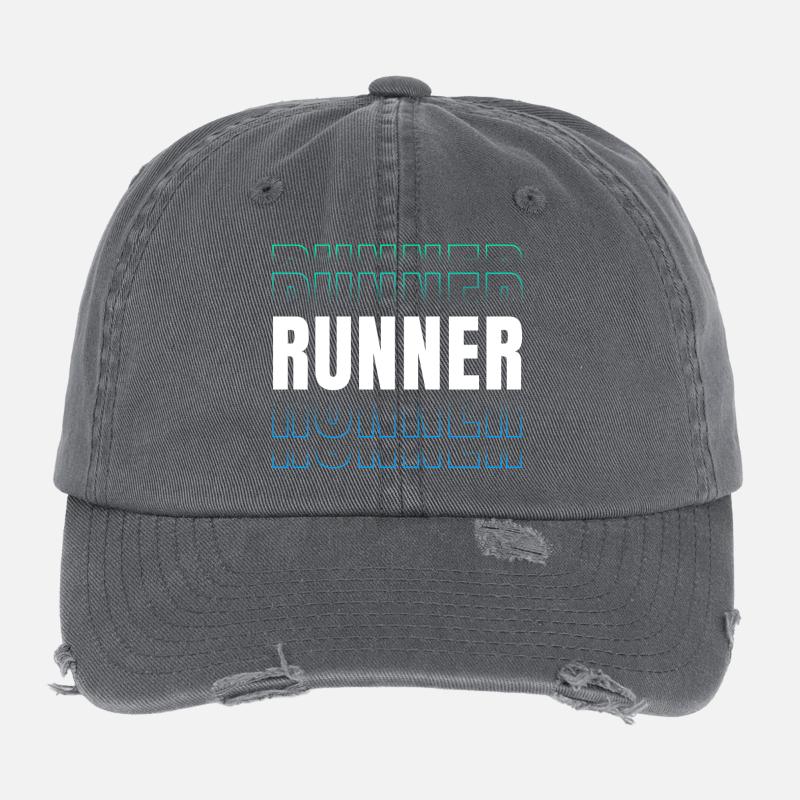 Runner Typo Muster Laufsport Kollektion Flexfit Vintage Destroyed Cap
