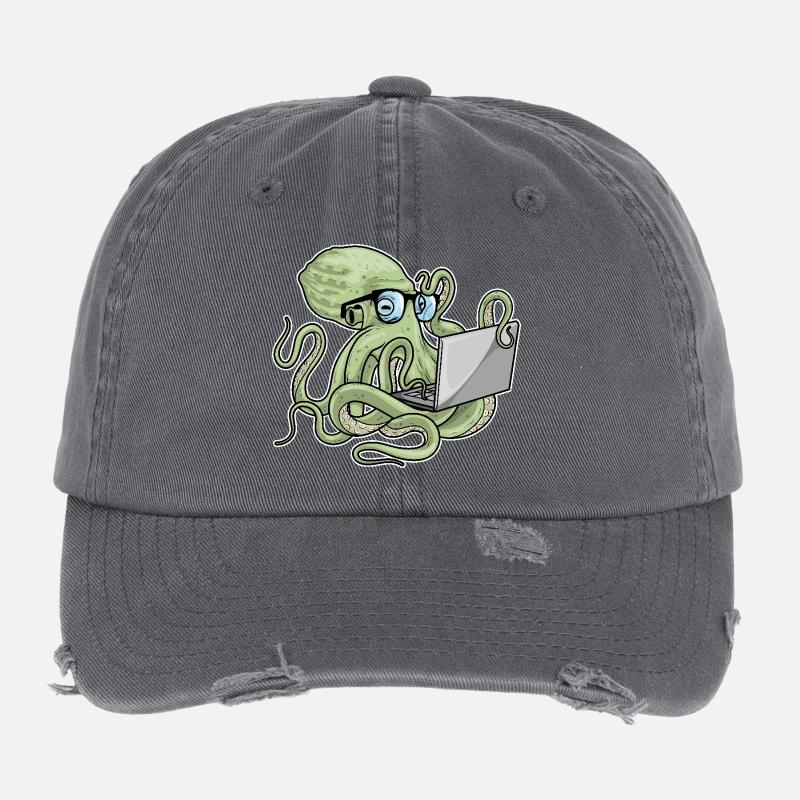 Krake Laptop Flexfit Vintage Destroyed Cap