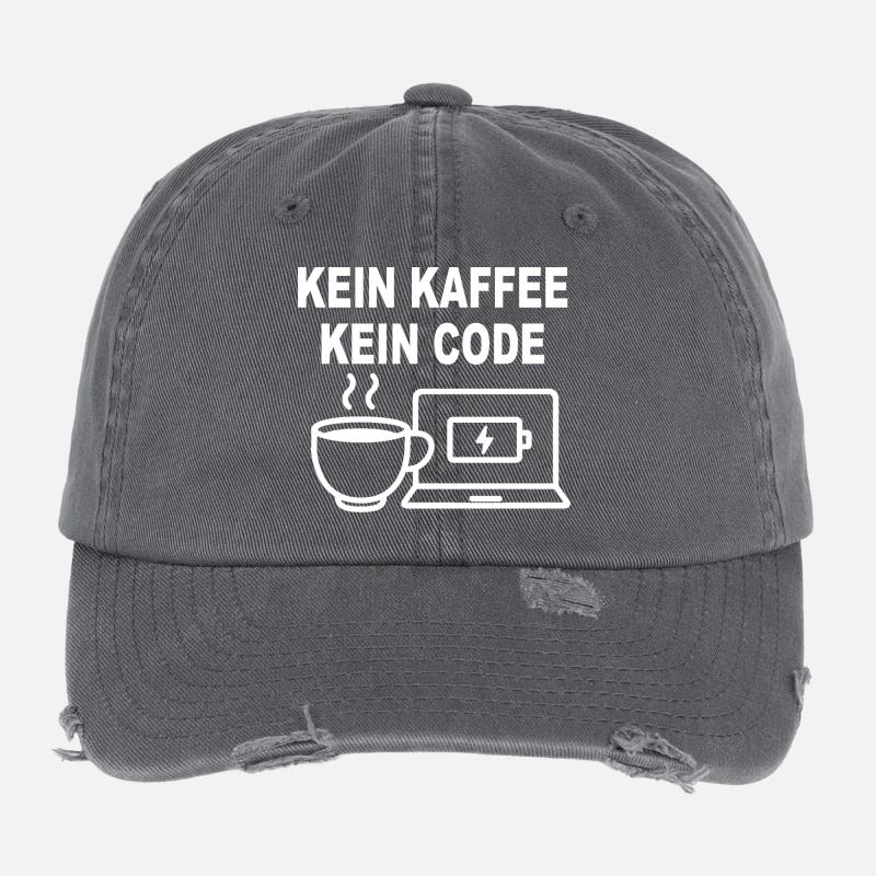 Kein Kaffee Kein Code - Conception de programmeur amusant Casquette vintage effet usé Flexfit