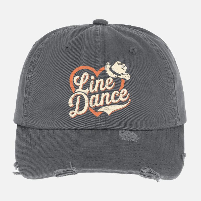 Herz und Cowboy Hut Design Linedance Flexfit Vintage Destroyed Cap