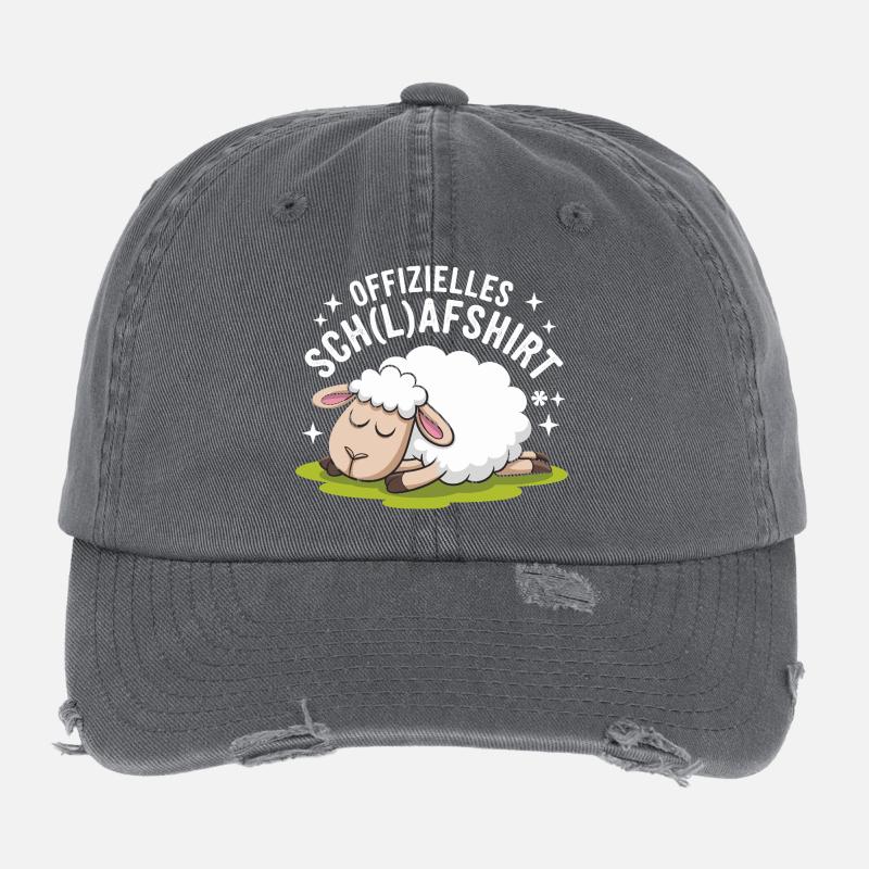 Lustiges Schaf mit Schulshirt Design Flexfit Vintage Destroyed Cap