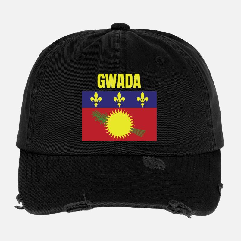 T-shirt GWADA drapeau Guadeloupe Casquette vintage effet usé Flexfit