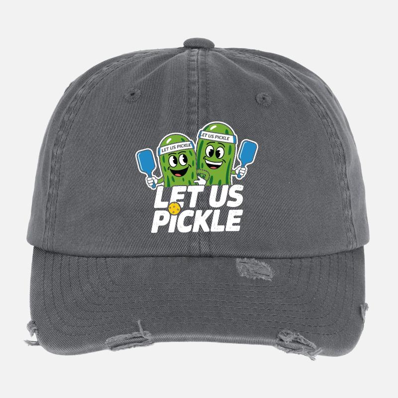 Let Us Pickle Paddleball Gurken Sportler Flexfit Vintage Destroyed Cap