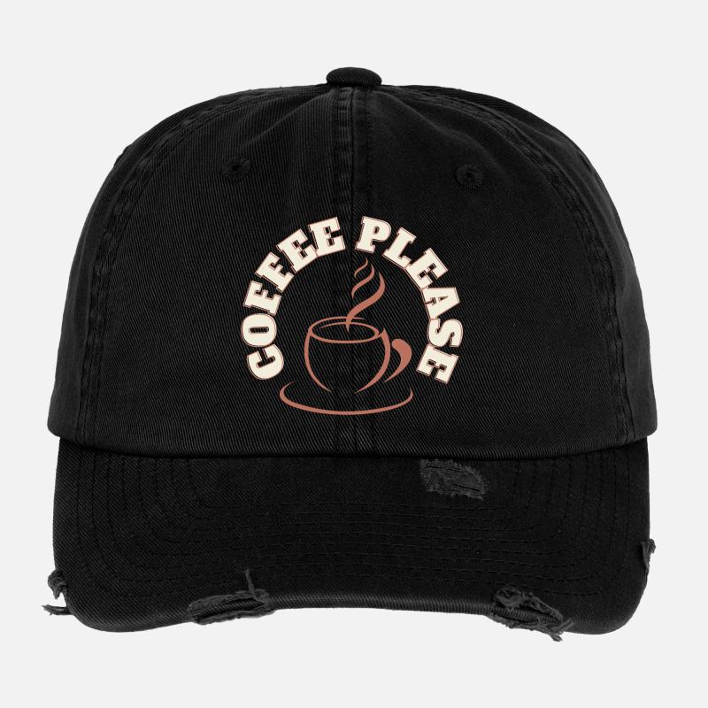 Kaffee bitte rundes Logo Flexfit Vintage Destroyed Cap