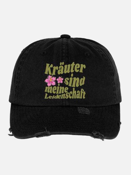 Magical herb design for real herb witches - Flexfit Vintage Destroyed Cap - black - Front