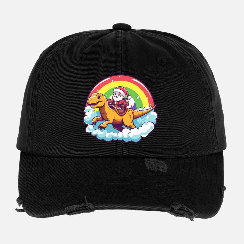 Dinosaure T-Rex Père Noël Casquette vintage effet usé Flexfit