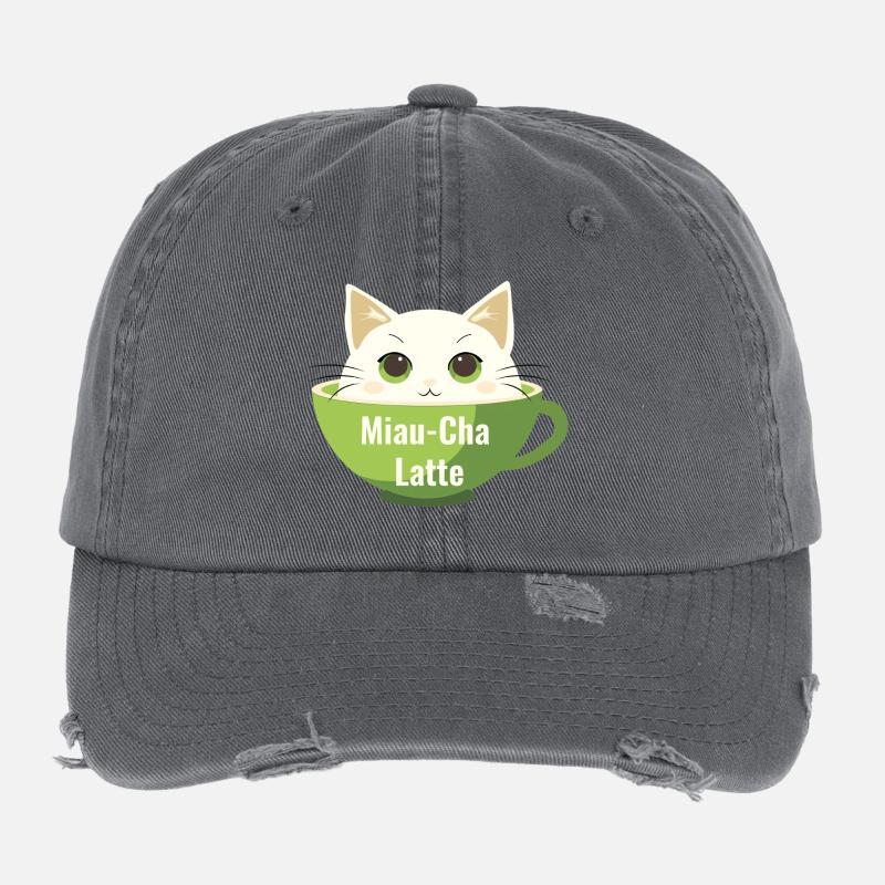 Meow-Cha Latte Casquette vintage effet usé Flexfit