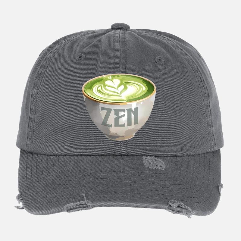 Zen Matcha Latte Aquarell Flexfit Vintage Destroyed Cap
