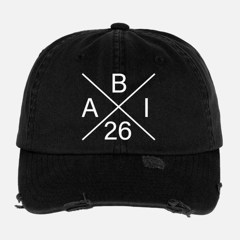 ABI26 Monogram Logo - Casquette vintage effet usé Flexfit - noir