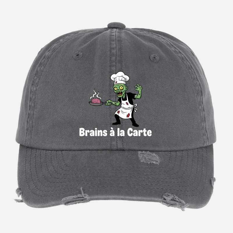 Zombie Chef Brains à la Carte Design Flexfit Vintage Destroyed Cap