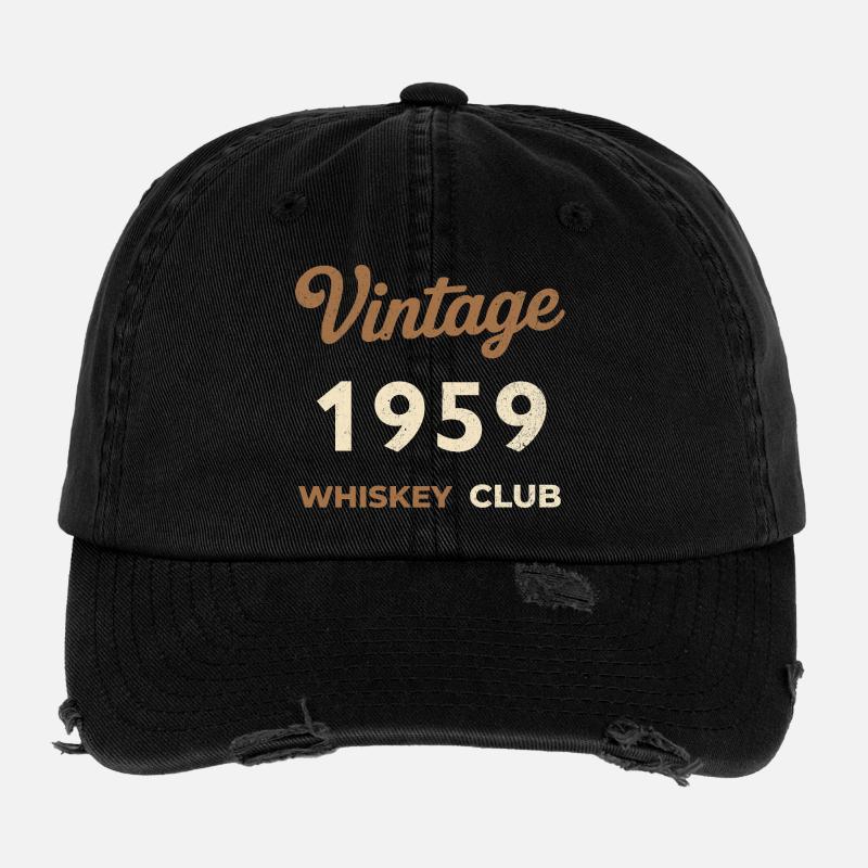 Vintage 1959 – Whiskey Club Retro Birth Year Flexfit Vintage Destroyed Cap