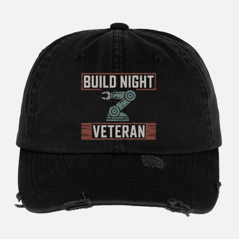 Robot Team Parent Gift Flexfit Vintage Destroyed Cap
