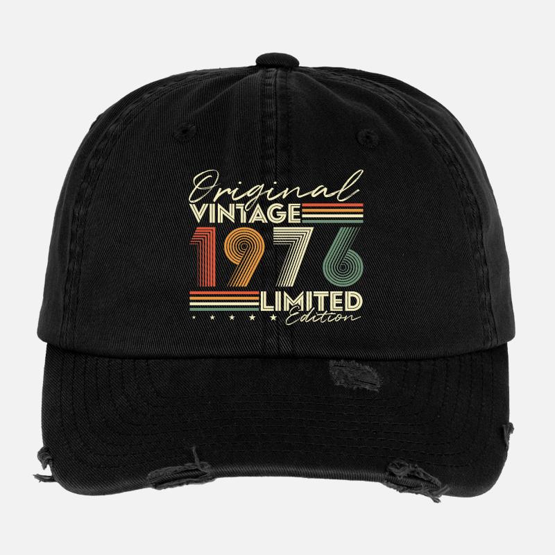 Original 1976 Vintage Vintage Anniversaire Rétro - Casquette vintage effet usé Flexfit - noir
