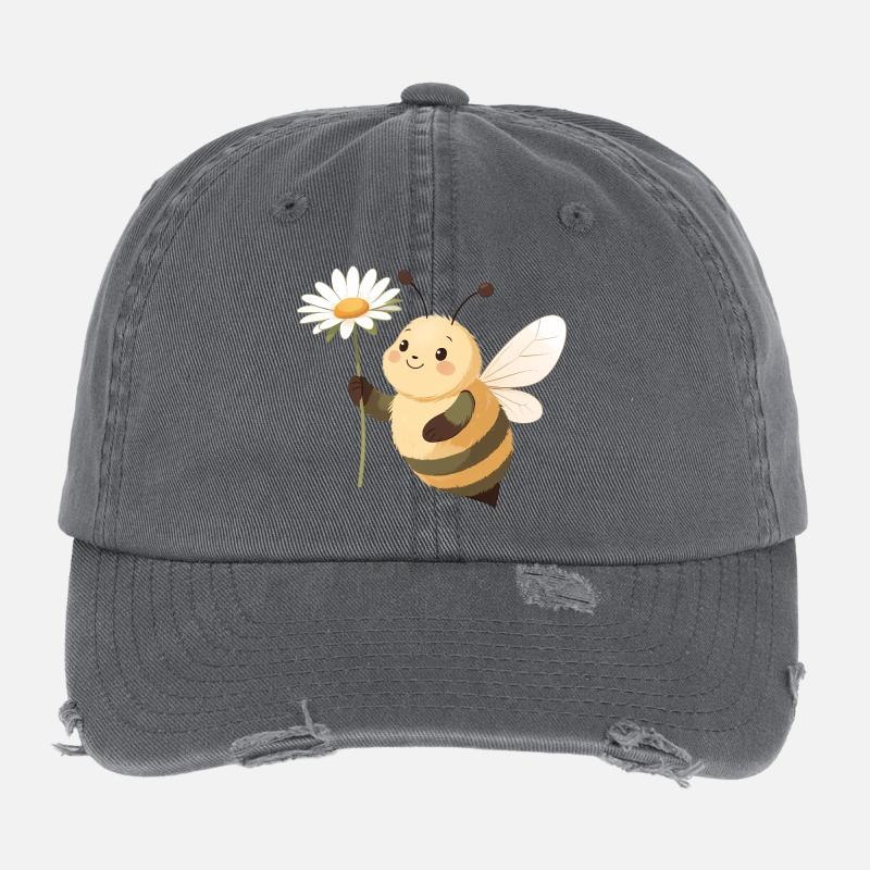Blumenbiene Fröhliche Blume Flexfit Vintage Destroyed Cap