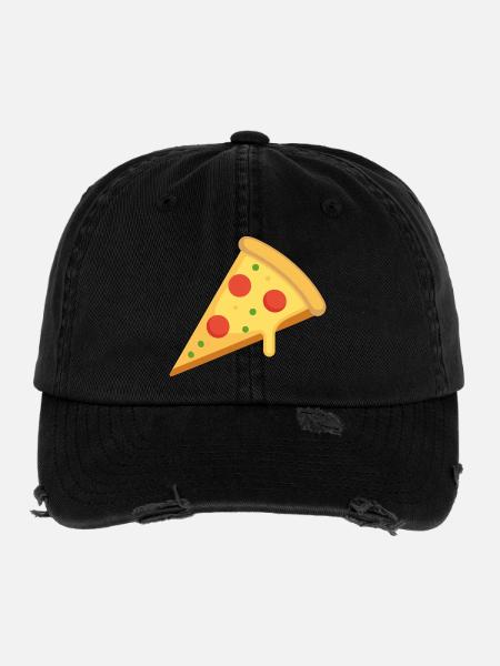 pizza slice - Flexfit Vintage Destroyed Cap - black - Front