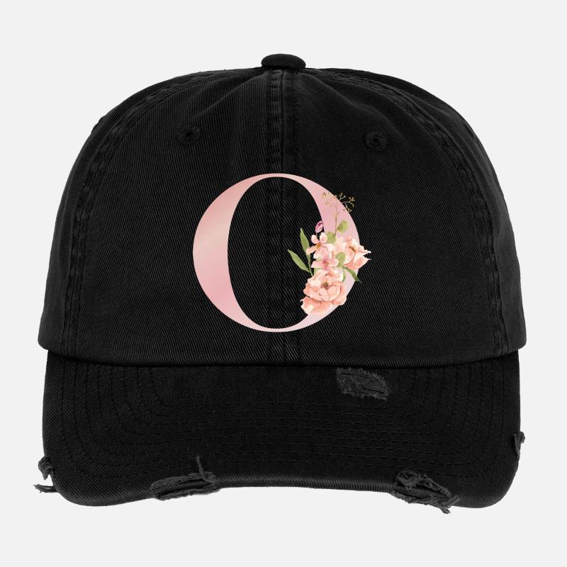 C Floral Pastel Monogram Flexfit Vintage Destroyed Cap
