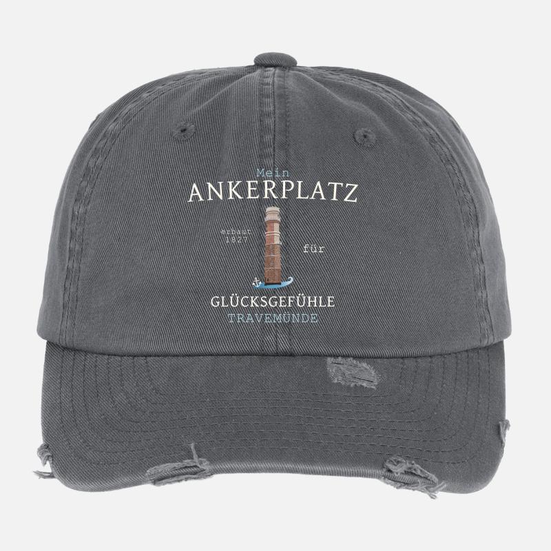 Mon mouillage au phare de Travemünde, dessin Casquette vintage effet usé Flexfit
