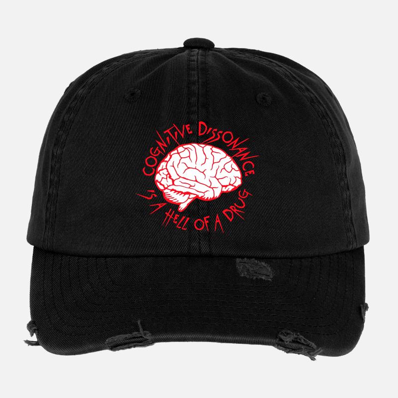 Cognitive Dissonance Is A Hell Of A Drug Spruch Flexfit Vintage Destroyed Cap