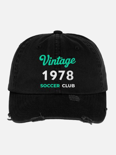 Vintage 1978 – Soccer Club Retro Geburtsjahr - Flexfit Vintage Destroyed Cap - Schwarz - Vorne