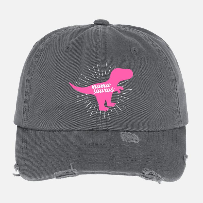 Mamasaurus T-Rex Dinosaurier Pink Silhouette Geschenk Flexfit Vintage Destroyed Cap