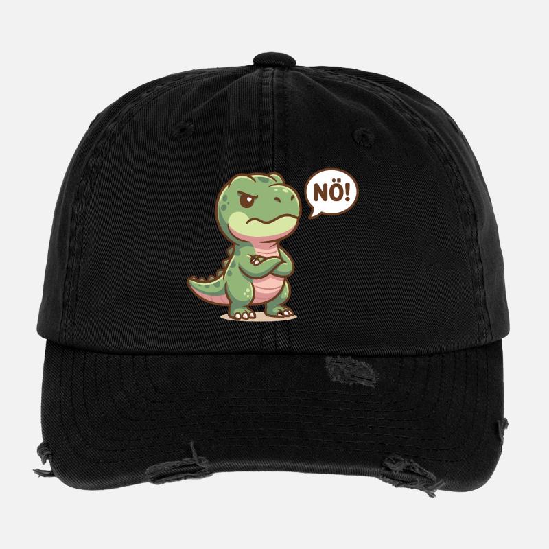 Süßer Dinosaurier Nö Lustiger Spruch Flexfit Vintage Destroyed Cap