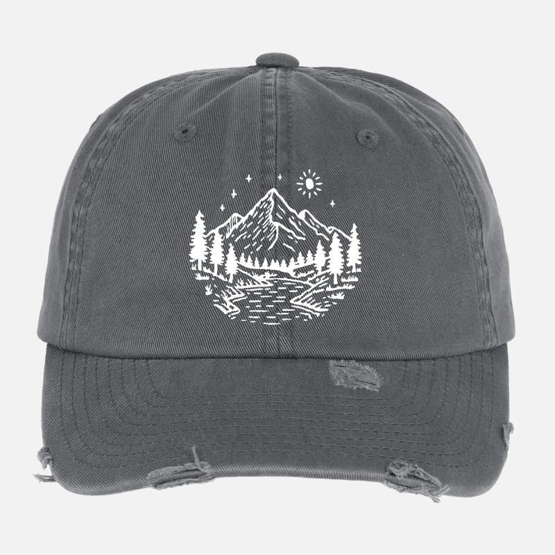 Berge Landschaft Wald Flexfit Vintage Destroyed Cap