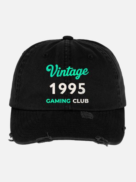 Vintage 1995 – Année de naissance rétro du Gaming Club - Casquette vintage effet usé Flexfit - noir - Devant