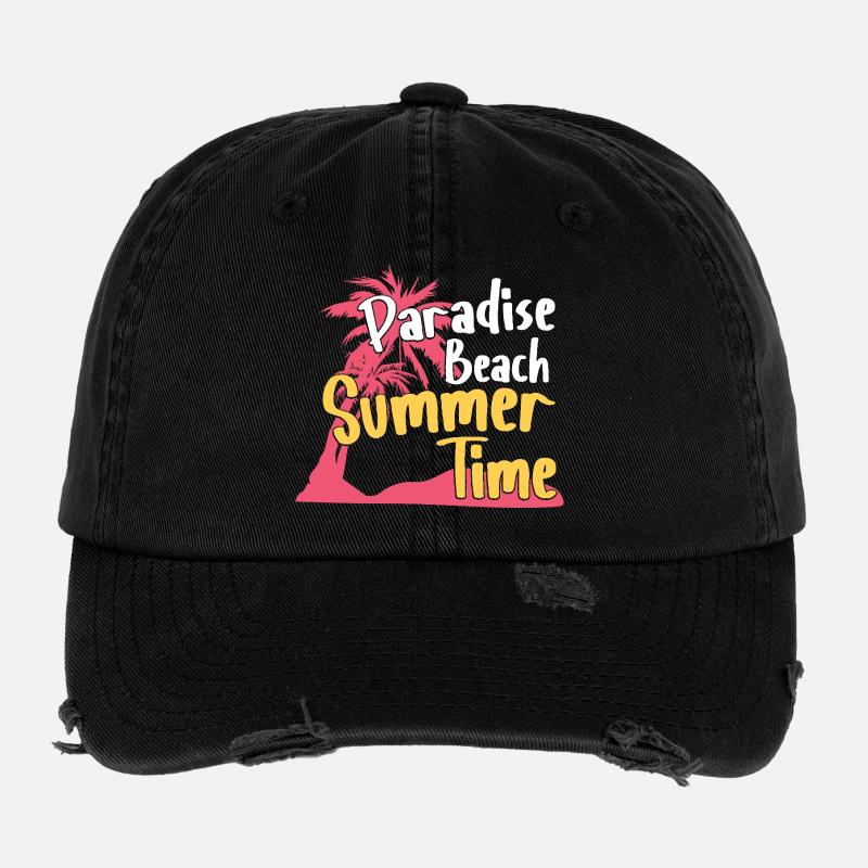 Design rétro d’été à Paradise Beach Casquette vintage effet usé Flexfit