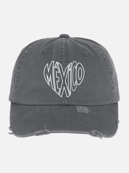 Mexiko Perspektiv Schriftzug - Flexfit Vintage Destroyed Cap - Dunkelgrau - Vorne