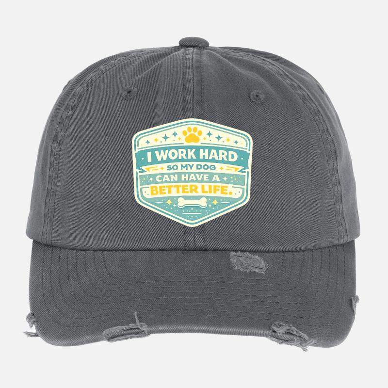 Work for dogs: Better life Flexfit Vintage Destroyed Cap