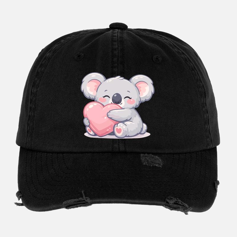 Little koala cuddles heart Flexfit Vintage Destroyed Cap