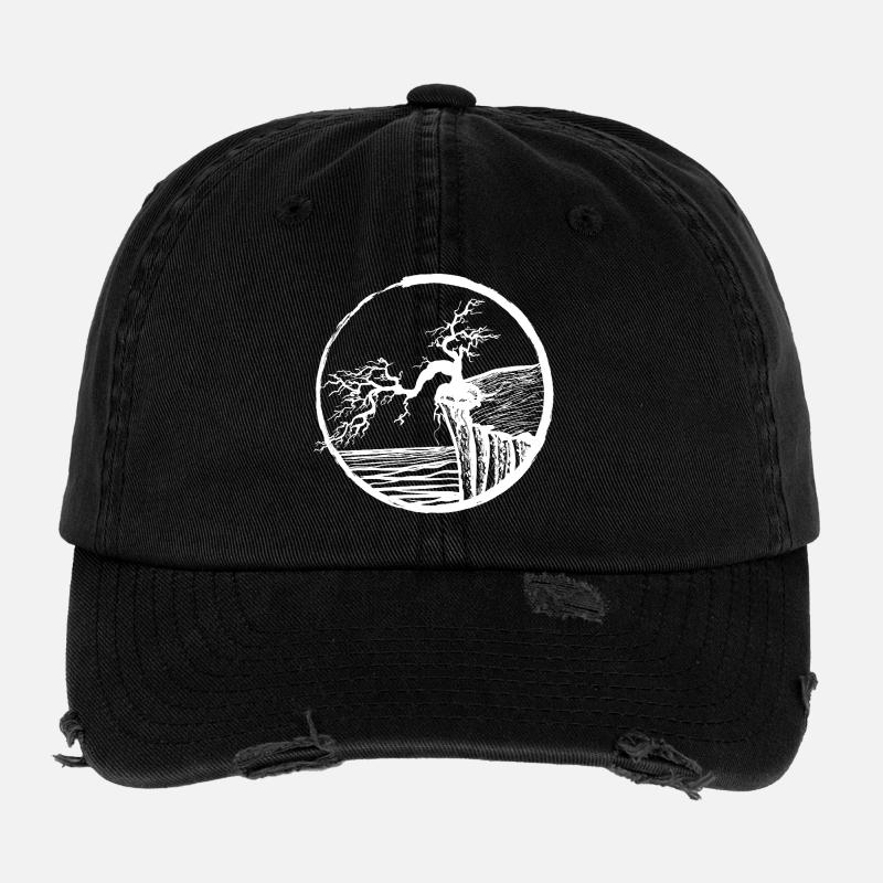 Landscape with tree on cliff edge - Flexfit Vintage Destroyed Cap - black