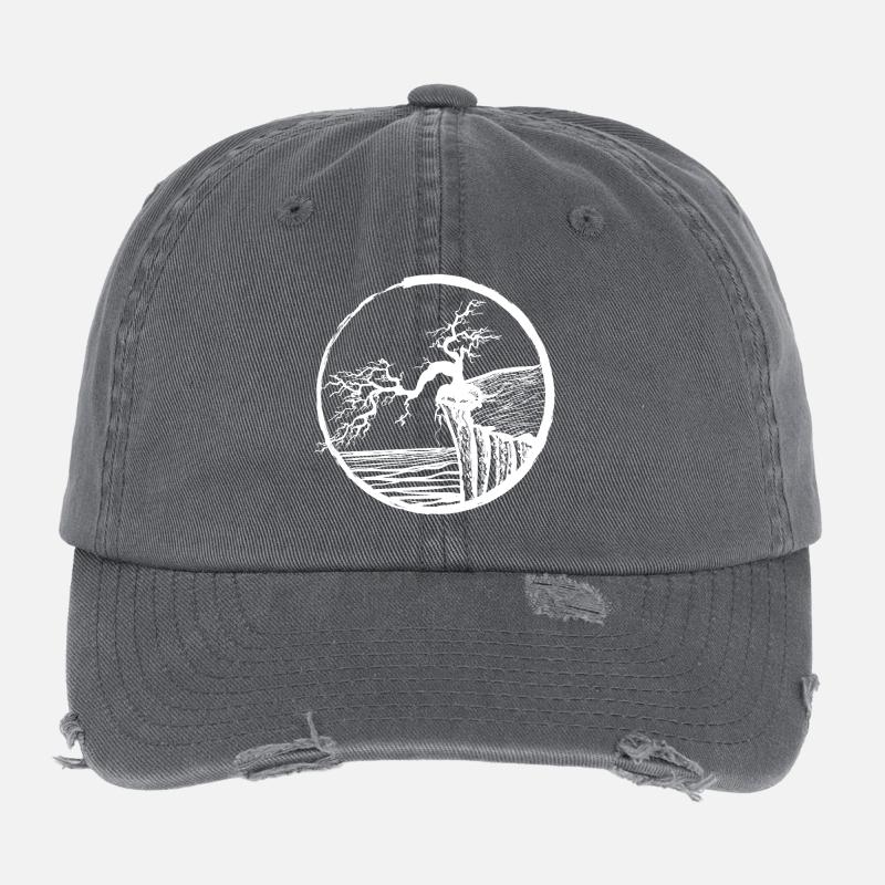 Landscape with tree on cliff edge Flexfit Vintage Destroyed Cap