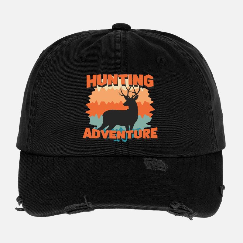 Jagdabenteuer-Hirsch-Silhouette Flexfit Vintage Destroyed Cap