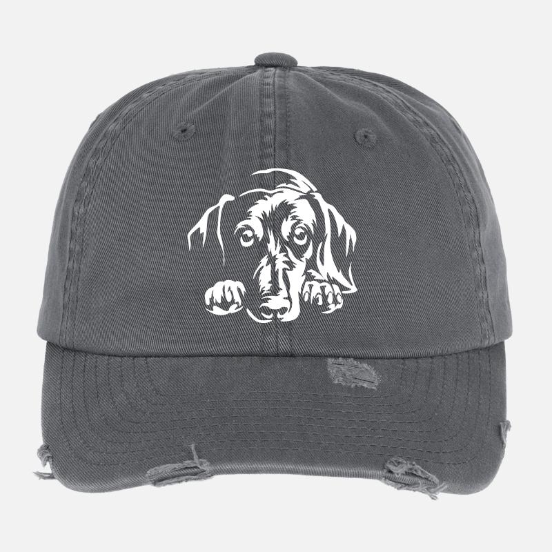 Dachshund "Black Edition" Flexfit Vintage Destroyed Cap