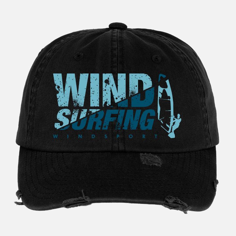 WINDSURFING BLEU Windsurfen Flexfit Vintage Destroyed Cap