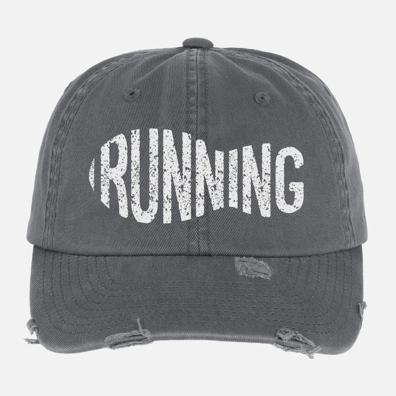 Rugged Run Distressed Wordmark Sneaker FootPrint Flexfit Vintage Destroyed Cap