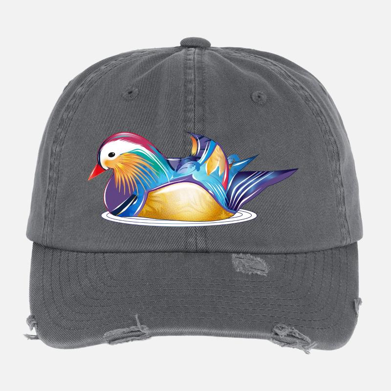 Colourful mandarin duck on the water – colourful elegance Flexfit Vintage Destroyed Cap
