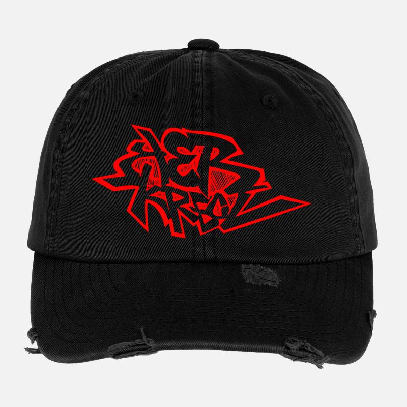 Graffiti 974 Ker Kreol - Rouge Casquette vintage effet usé Flexfit