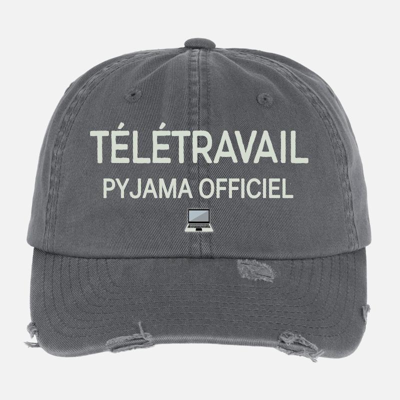 Official Pajama Telework Flexfit Vintage Destroyed Cap